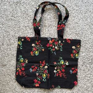 Loft Floral Black Tote Bag - NWOT